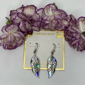 Annika Witt 925 brand new sterling silver abalone Leaf earrings 🍂🍃